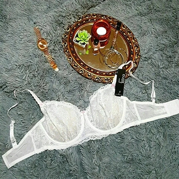 32B Felina 5894 Harlow Sheer Lace Full Bust Underwire  Bra White‎ NWT - Picture 5 of 16